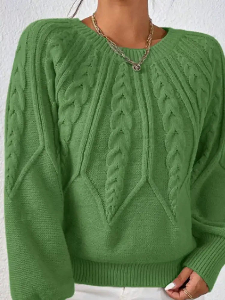 Women Long Sleeve Cable Knit Sweater | Jlouren