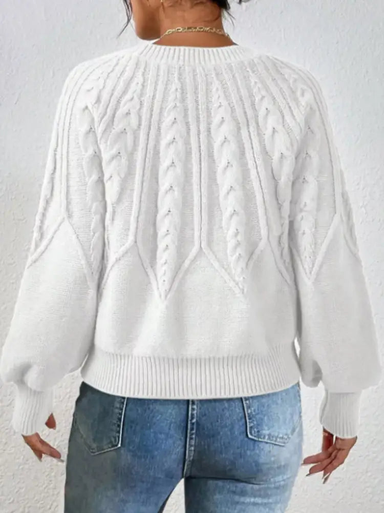 Women Long Sleeve Cable Knit Sweater | Jlouren