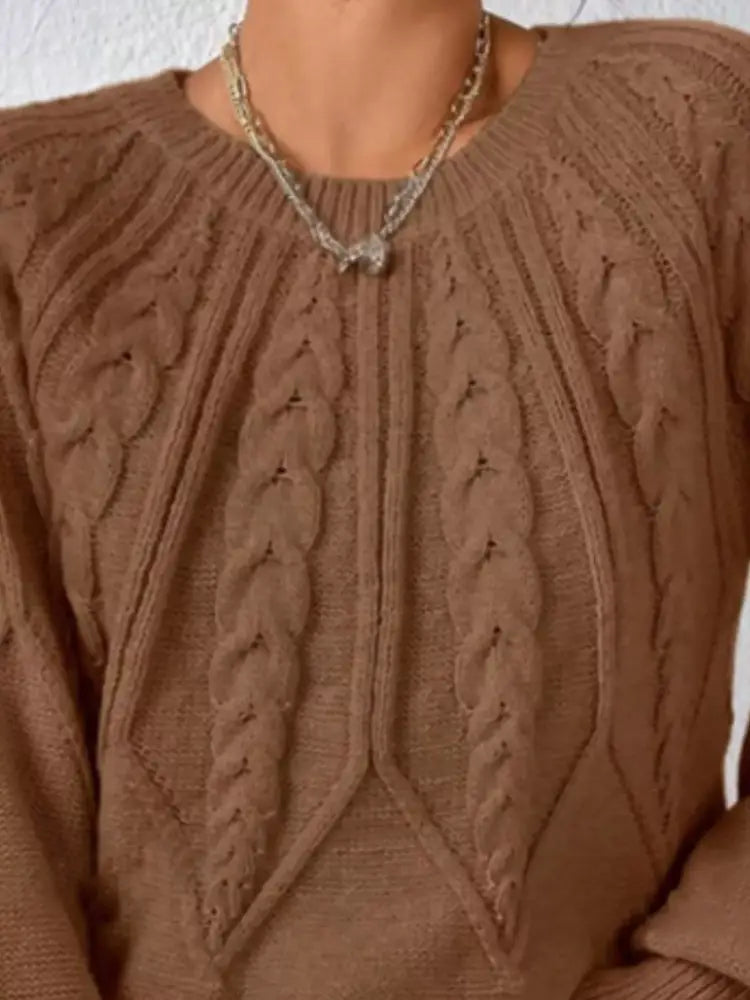 Women Long Sleeve Cable Knit Sweater | Jlouren