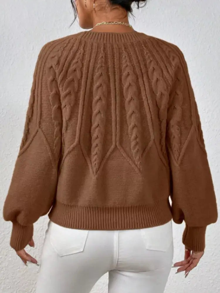 Women Long Sleeve Cable Knit Sweater | Jlouren