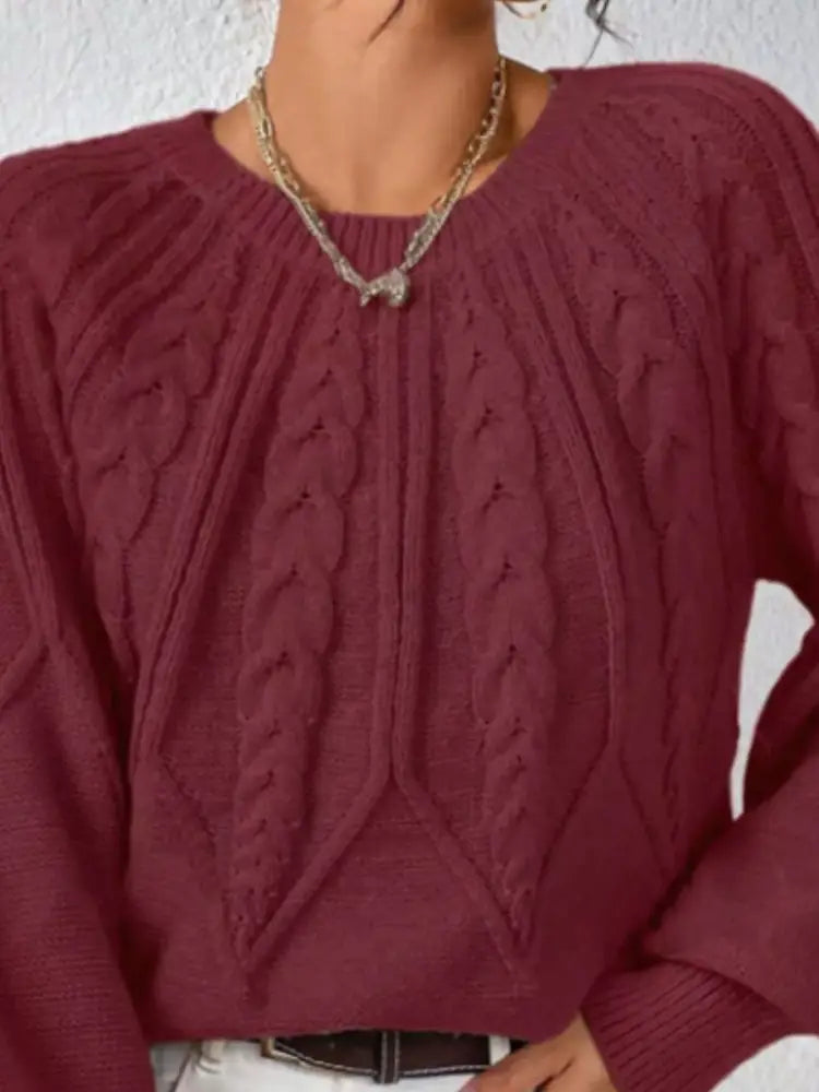 Women Long Sleeve Cable Knit Sweater | Jlouren