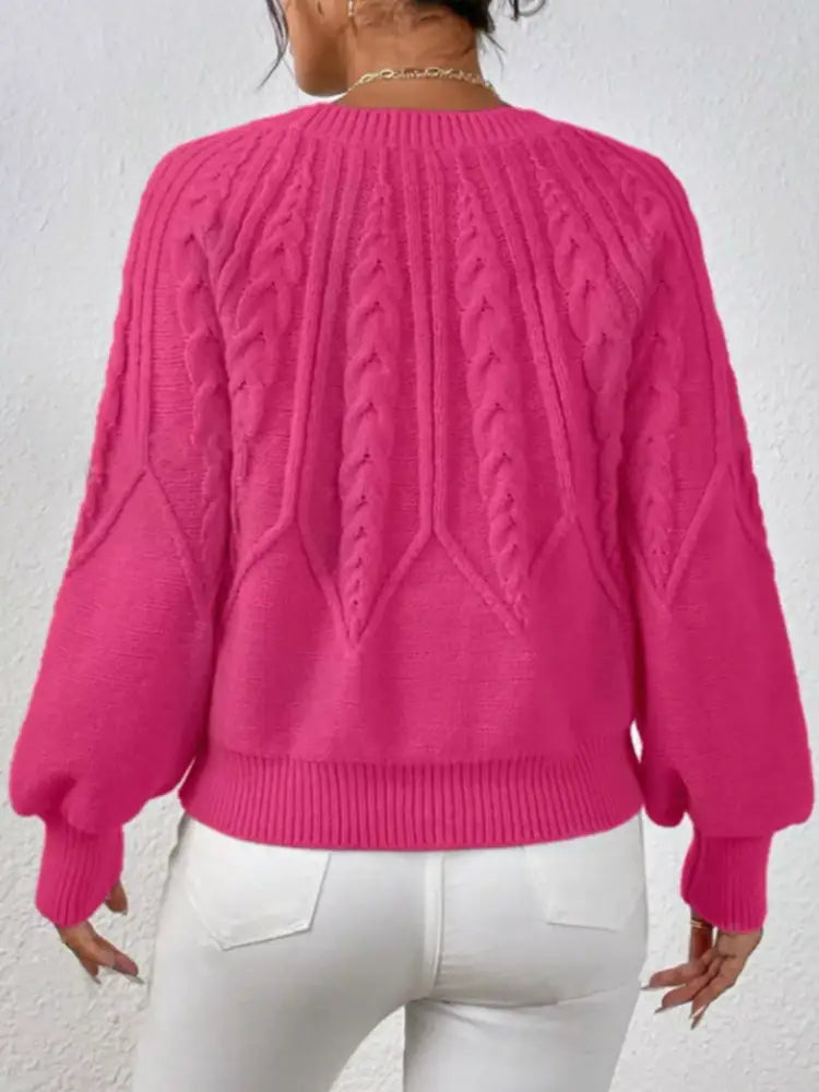 Women Long Sleeve Cable Knit Sweater | Jlouren
