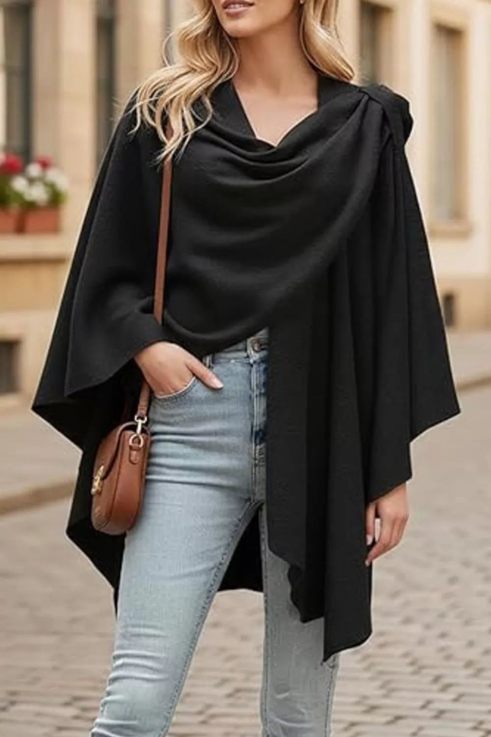Women’s Draped Knitted Cape Shawl Wrap | JLouren