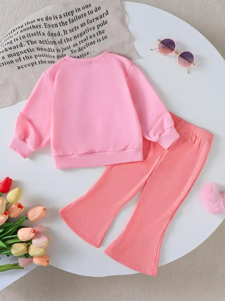 Kids Pumpkin Sweatshirt and Flare Pants Set | Jlouren