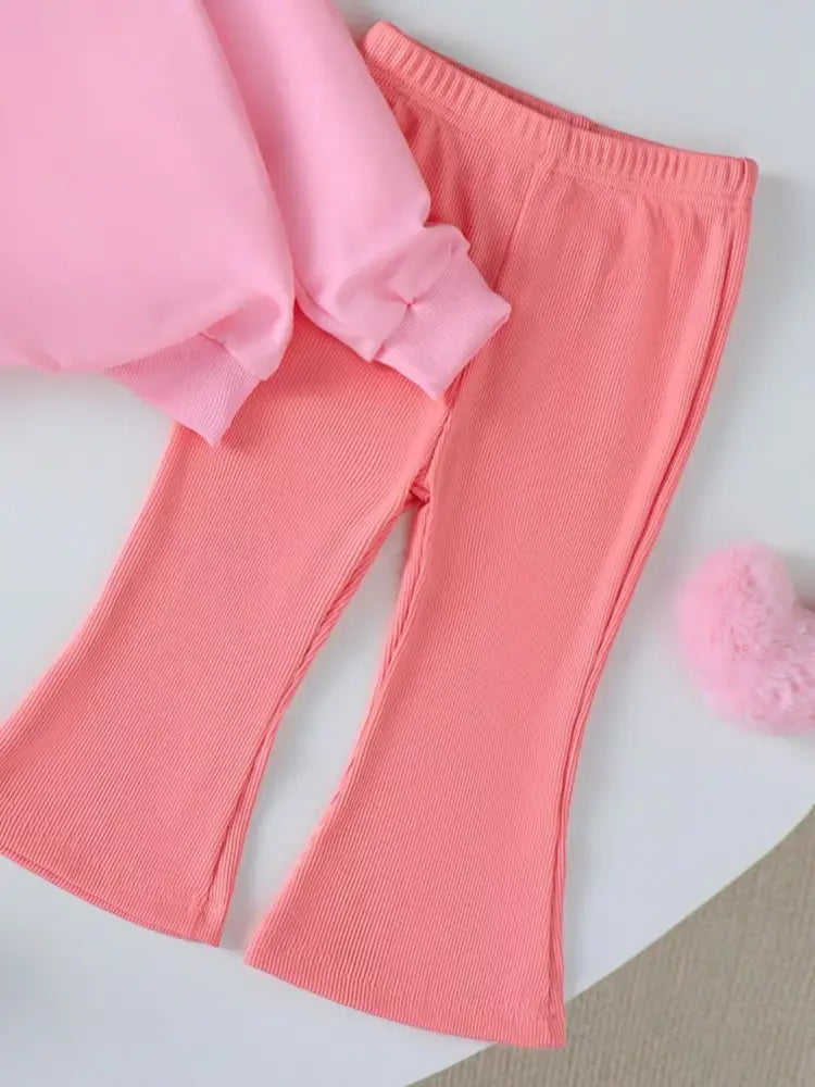 Kids Pumpkin Sweatshirt and Flare Pants Set | Jlouren