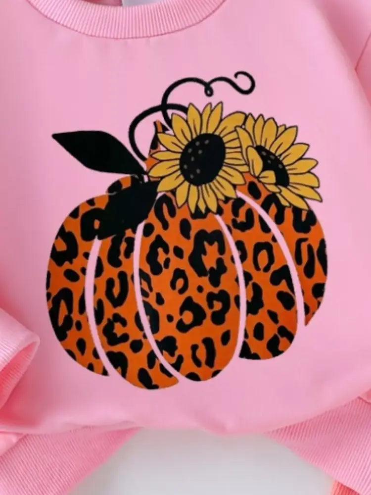 Kids Pumpkin Sweatshirt and Flare Pants Set | Jlouren