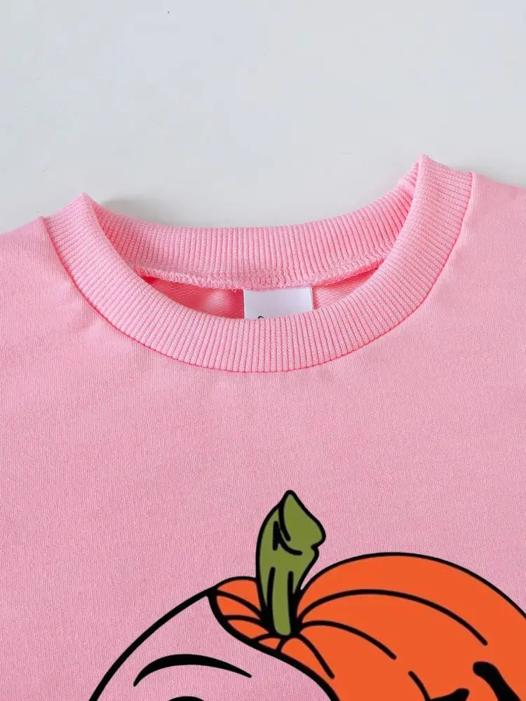 Kids Pumpkin Sweatshirt and Flare Pants Set | Jlouren