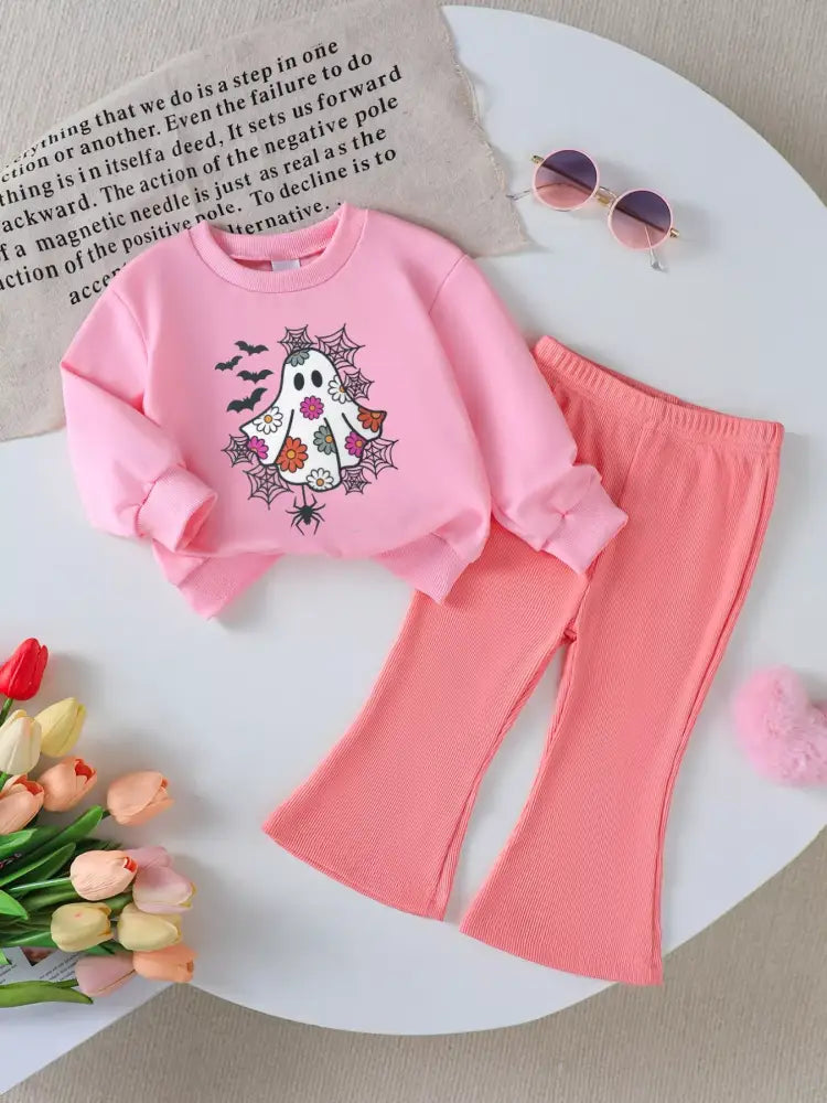 Kids Pumpkin Sweatshirt and Flare Pants Set | Jlouren