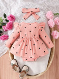 Print Ruffle Trim Baby Bodysuit Dress with Headband | Jlouren