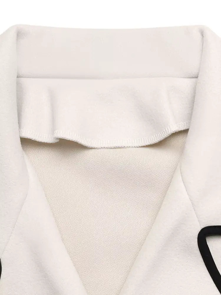 Contrast Trim Double Breasted Jacket Front View Buy Online