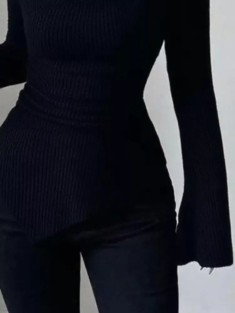 Women’s Draped Cowl Neck Ribbed Bodycon Top | JLouren 