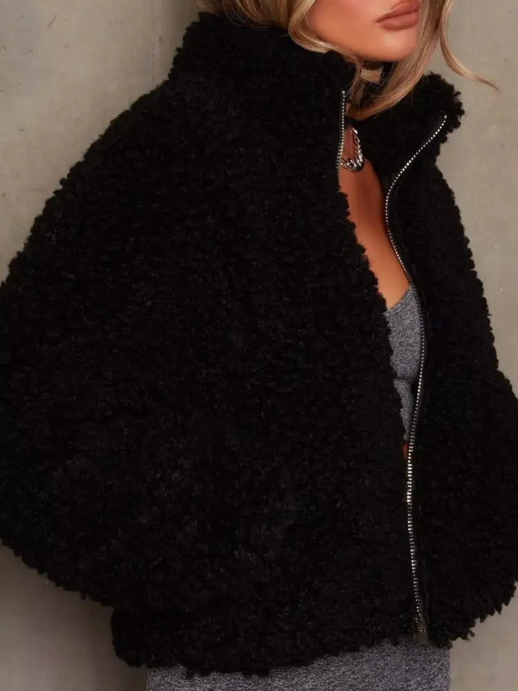 Women’s Sherpa Zip Up Jacket – Cozy Teddy Fleece Coat