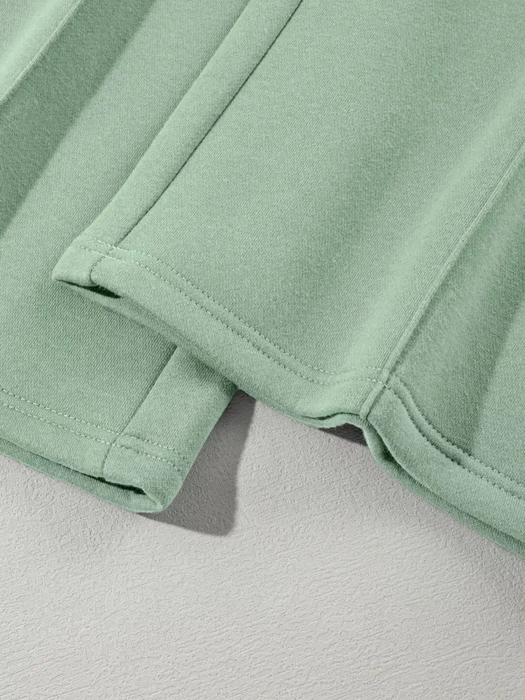 Sage Drop Shoulder Zip Up Jacket and Drawstring Pants Active 2pcs Set