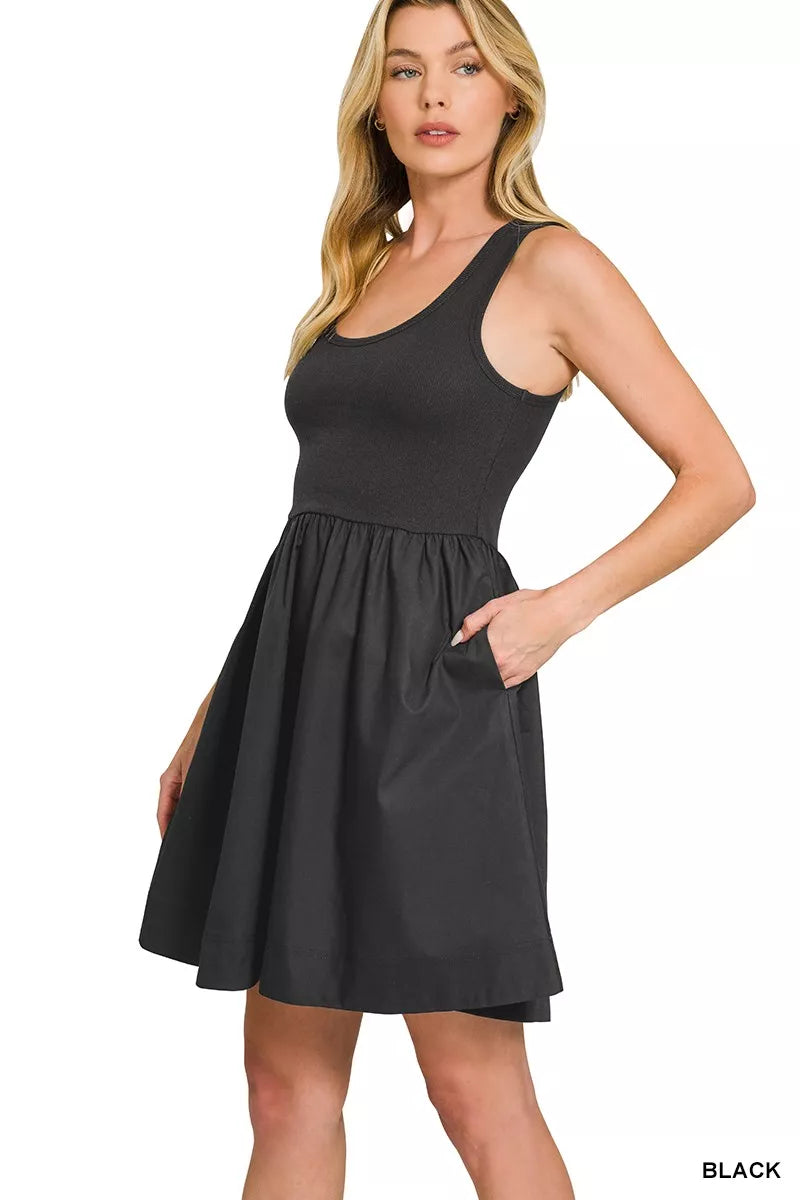 Women’s Black Scoop Neck Fit and Flare Dress | JLouren