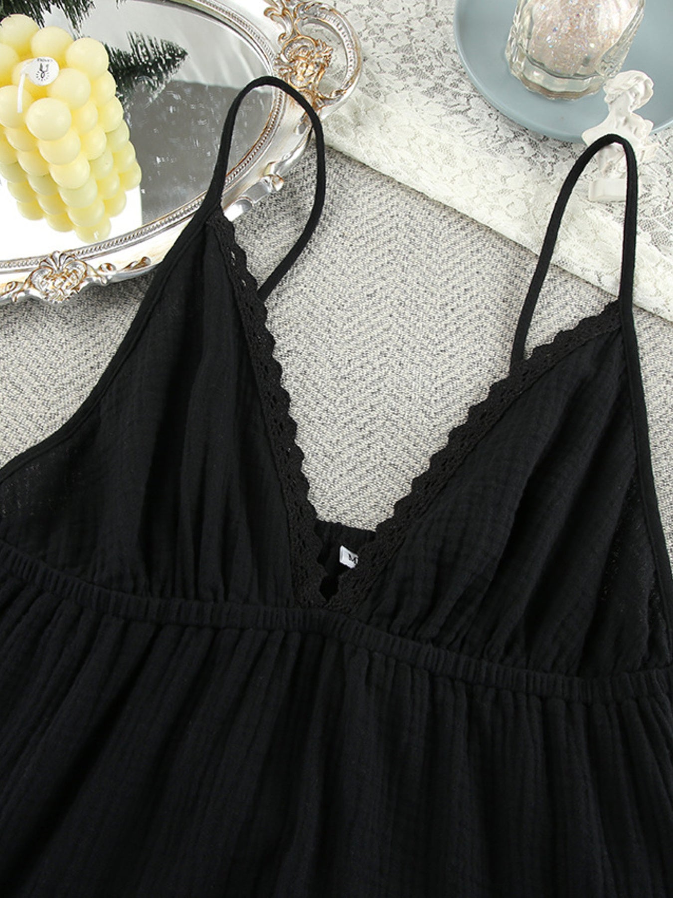 Black Women’s V-Neck Tiered Mini Dress – Flowy Lightweight Summer Dress with Ruffle Detail
