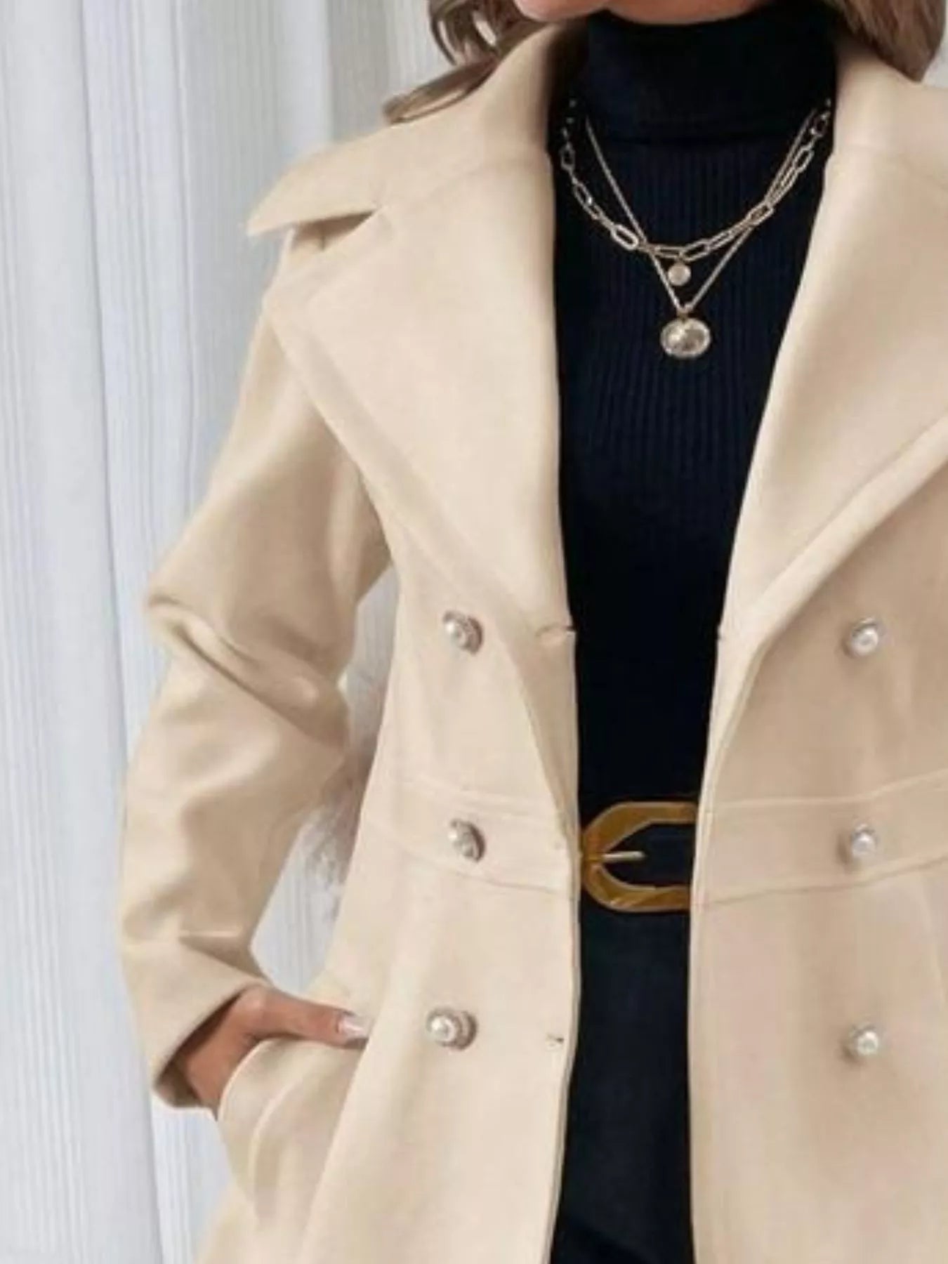 Women’s Double-Breasted Wool Blend Coat | JLouren