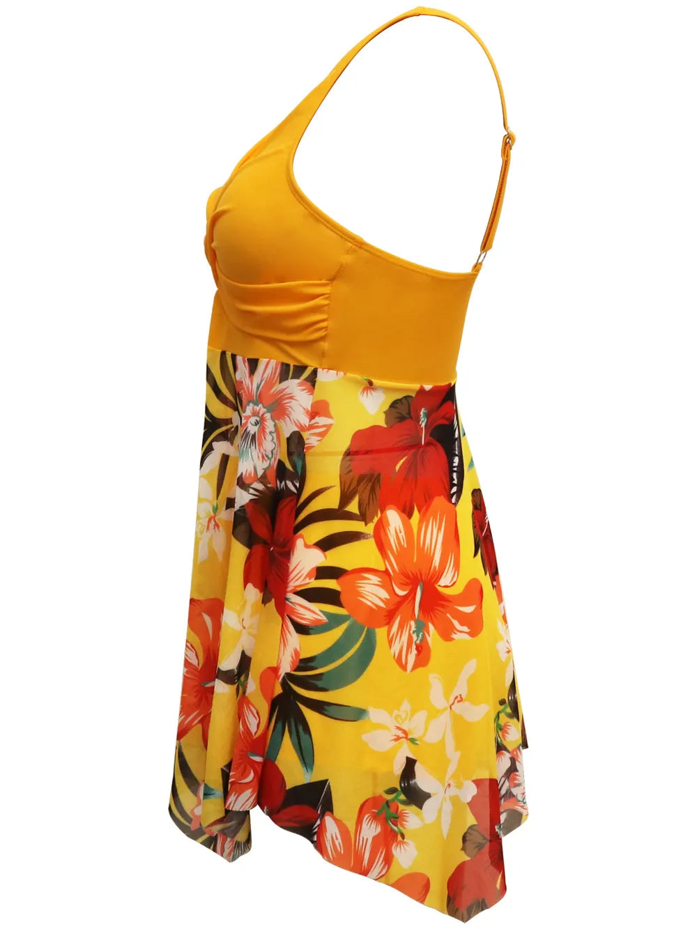 Yellow Printed Wide Strap Two-Piece Swim Set – Flattering High-Waist Bikini for Women | JLouren