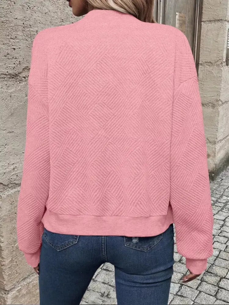 Full-Size Zip-Up Textured Casual Jacket for Women | Jlouren 