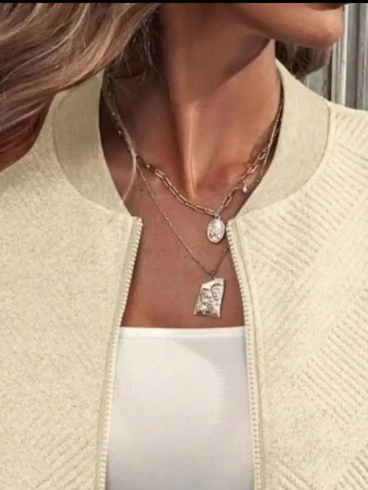 Full-Size Zip-Up Textured Casual Jacket for Women | Jlouren 