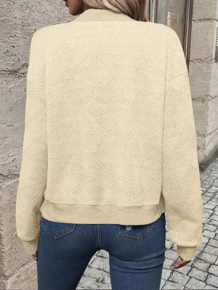 Full-Size Zip-Up Textured Casual Jacket for Women | Jlouren 