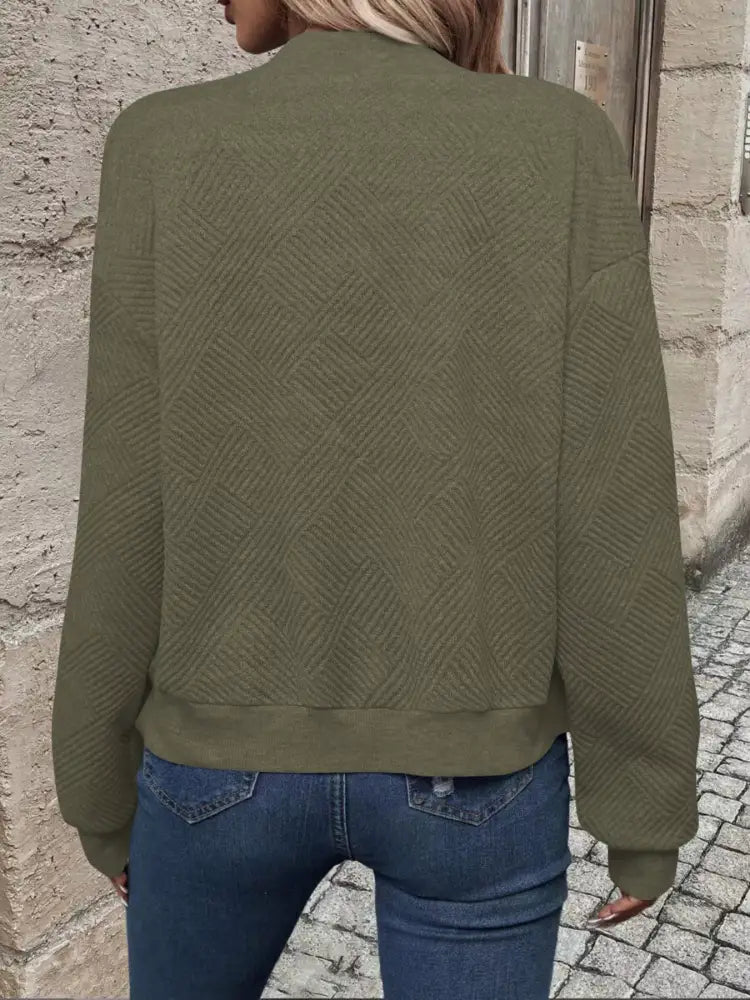 Full-Size Zip-Up Textured Casual Jacket for Women | Jlouren 