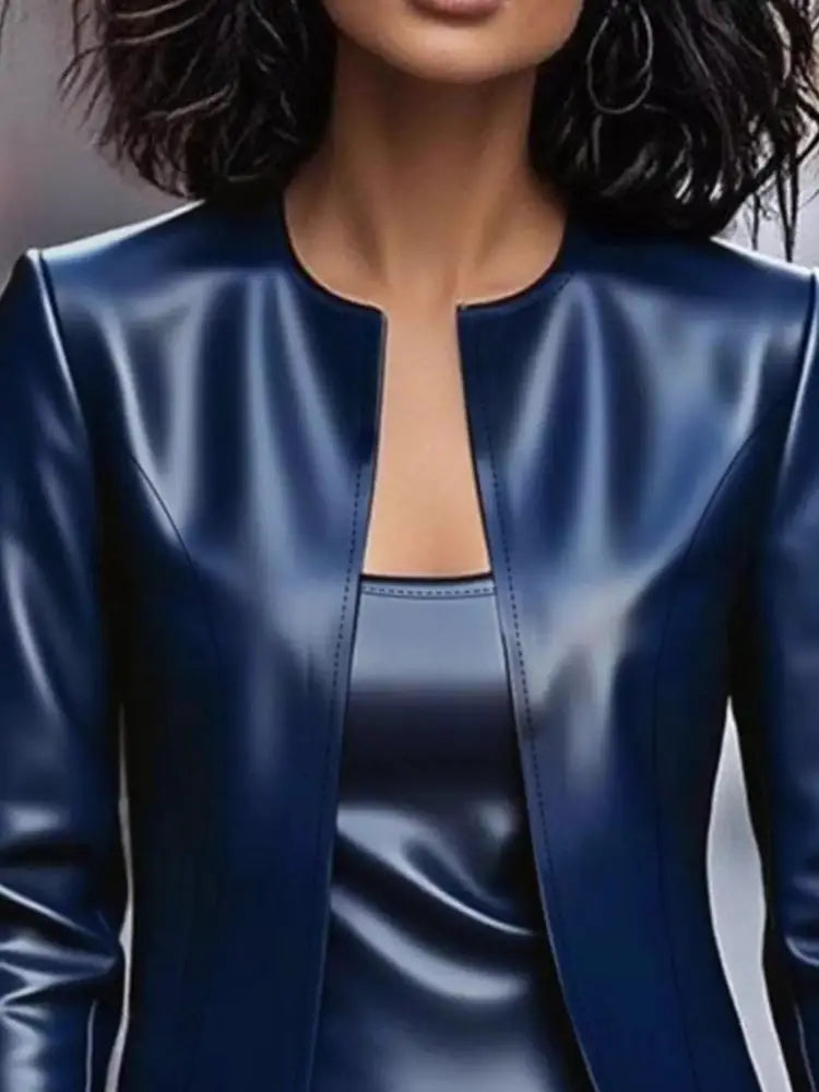 Women’s Faux Leather Jacket and Bodycon Dress Set