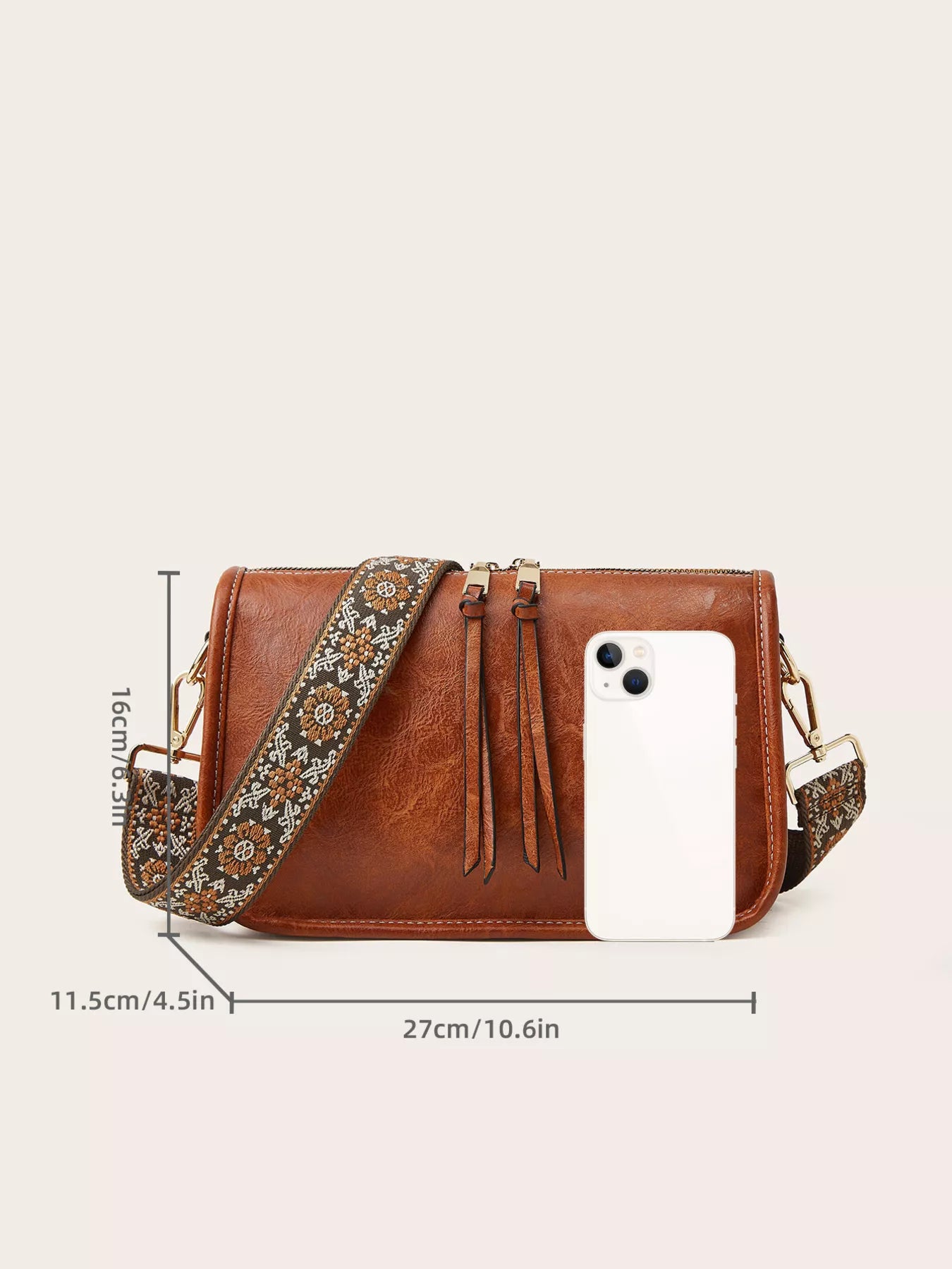 patterned strap shoulder bag aesthetic