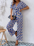 Floral Surplice Tie Waist Jumpsuit – Lightweight Summer Outfit for Women