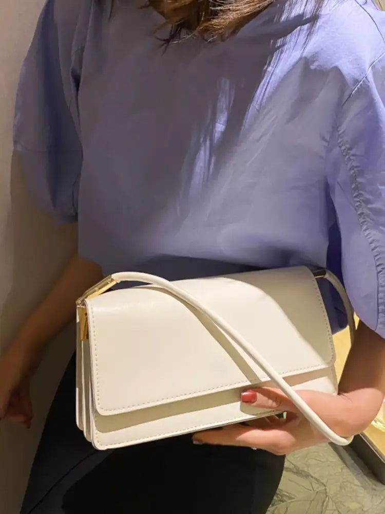 White Women’s PU Leather Shoulder Bag – Elegant & Durable
