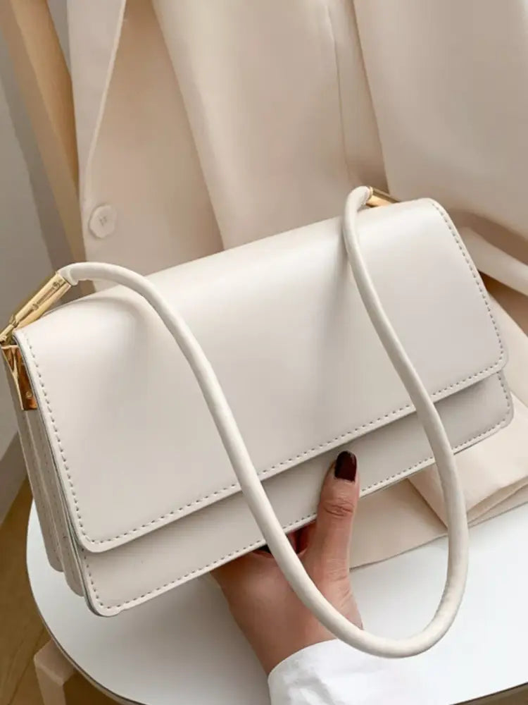 White Women’s PU Leather Shoulder Bag – Elegant & Durable