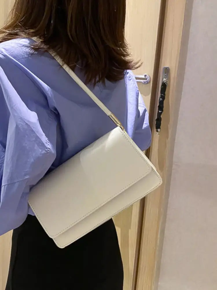 White Women’s PU Leather Shoulder Bag – Elegant & Durable
