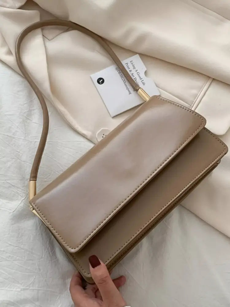 Khaki Women’s PU Leather Shoulder Bag – Elegant & Durable
