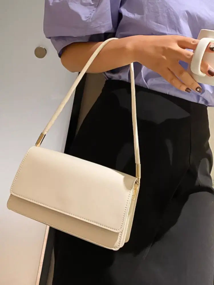 White Women’s PU Leather Shoulder Bag – Elegant & Durable