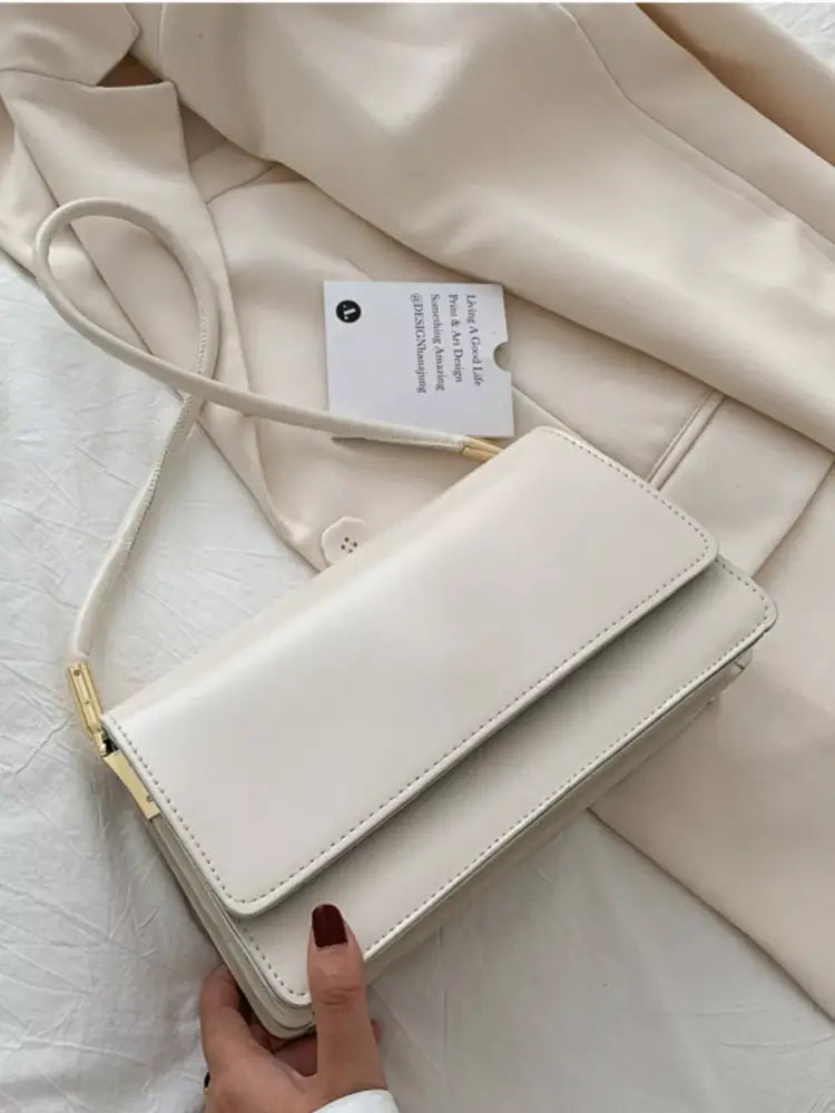 White Women’s PU Leather Shoulder Bag – Elegant & Durable