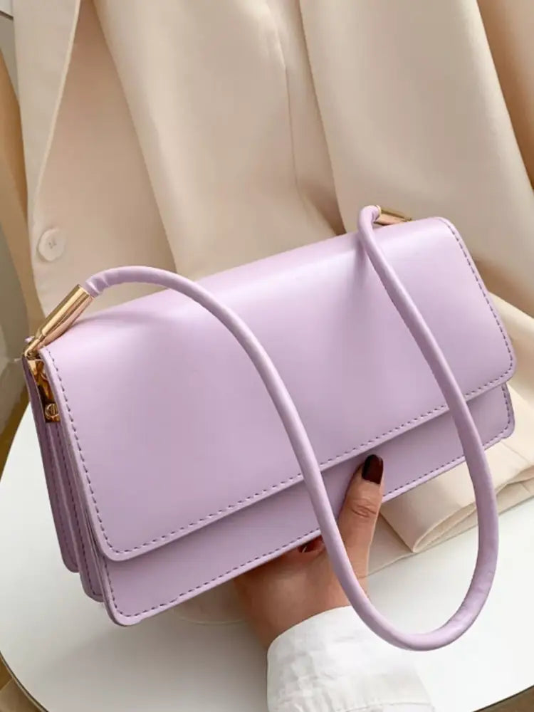 Purple Women’s PU Leather Shoulder Bag – Elegant & Durable