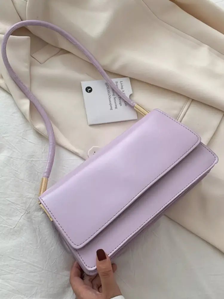Purple Women’s PU Leather Shoulder Bag – Elegant & Durable