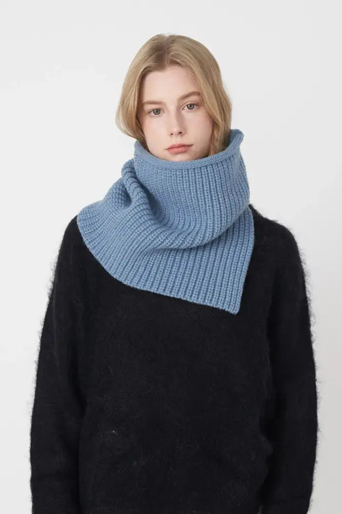 Slit Pullover Knit Scarf  Sky Blue- JLouren