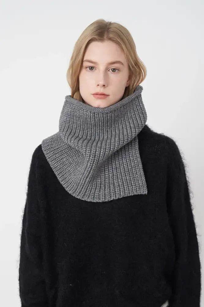Slit Pullover Knit Scarf  Dark Gray- JLouren