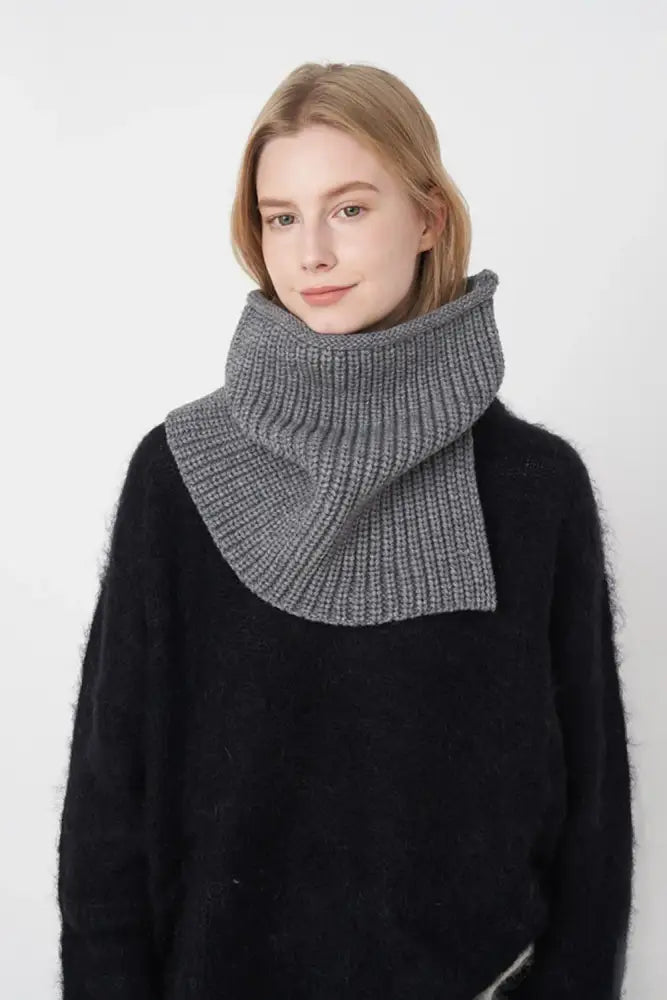 Slit Pullover Knit Scarf  Dark Gray- JLouren