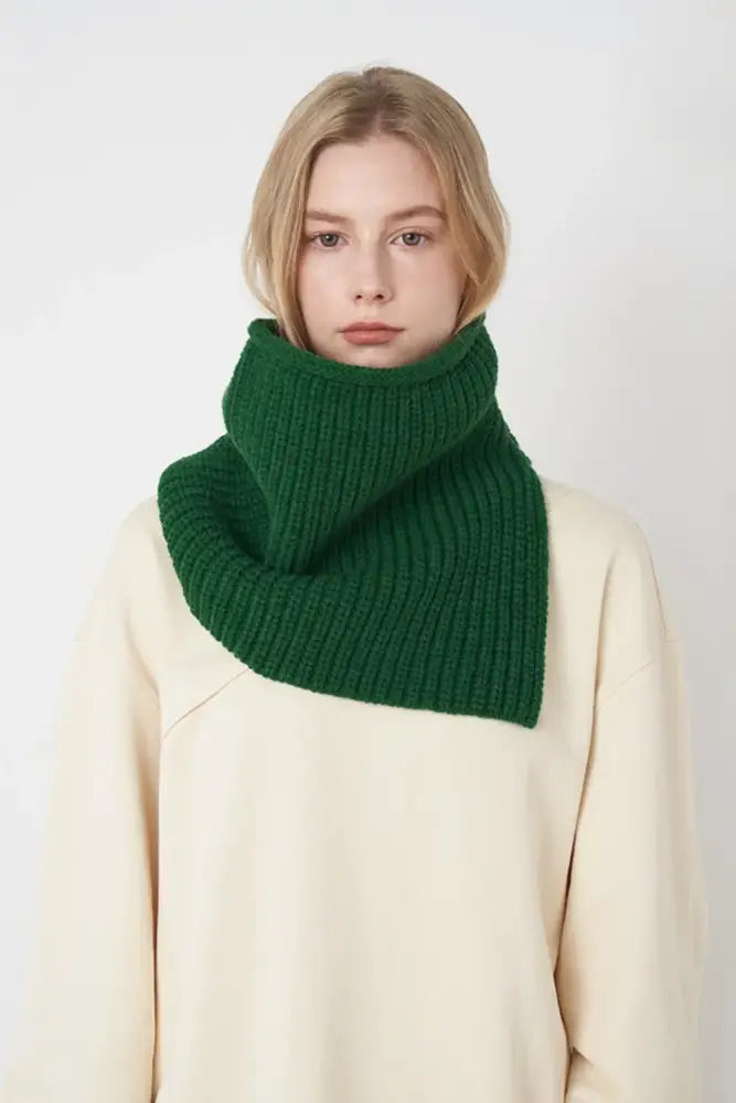 Slit Pullover Knit Scarf  Dark Green- JLouren