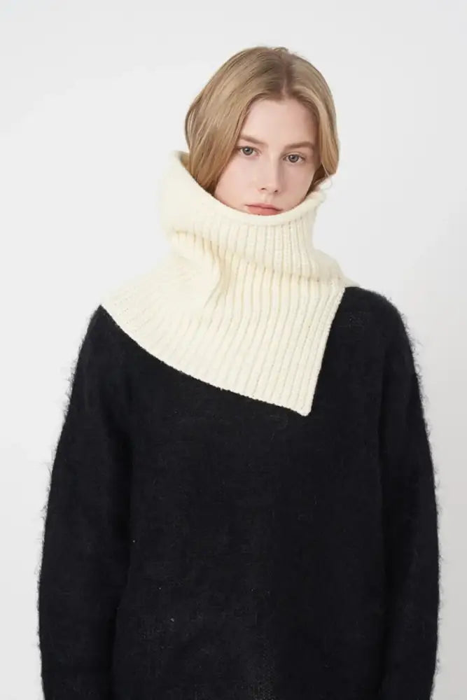 Slit Pullover Knit Scarf  Ivory- JLouren