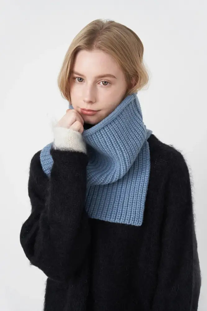 Slit Pullover Knit Scarf  Sky Blue- JLouren