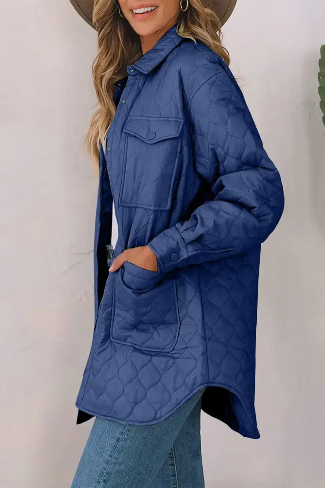 Snap Down Collared Winter Coat Quilted Puffer Jacket | Jlouren