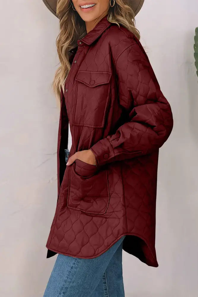 Snap Down Collared Winter Coat Quilted Puffer Jacket | Jlouren