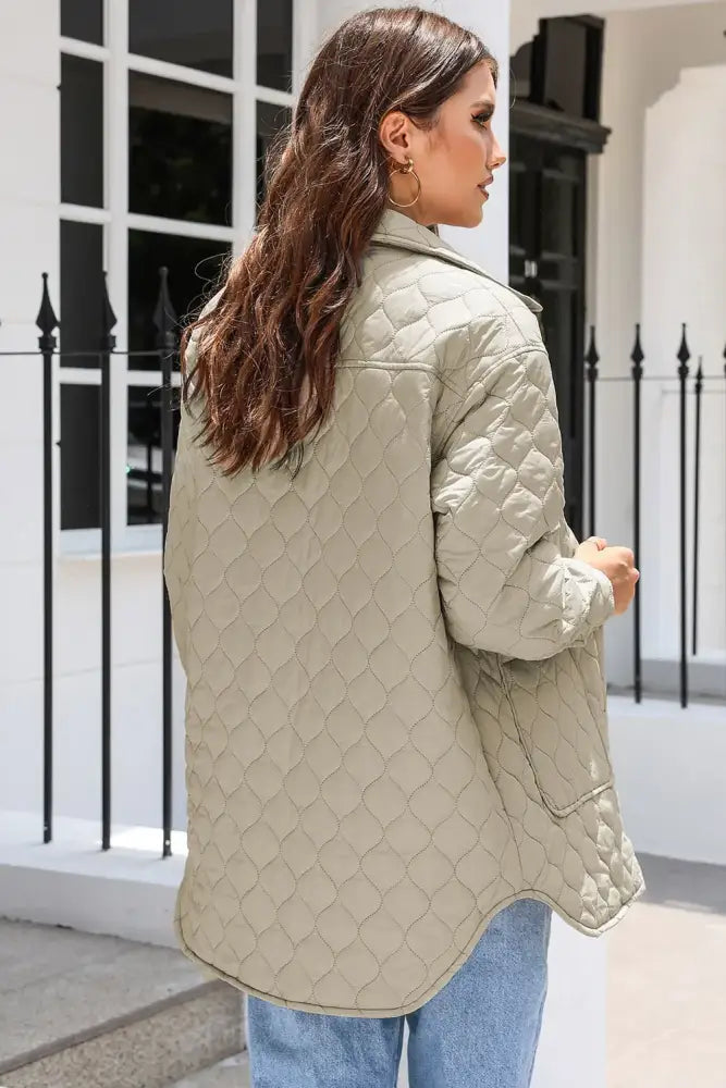 Snap Down Collared Winter Coat Quilted Puffer Jacket | Jlouren