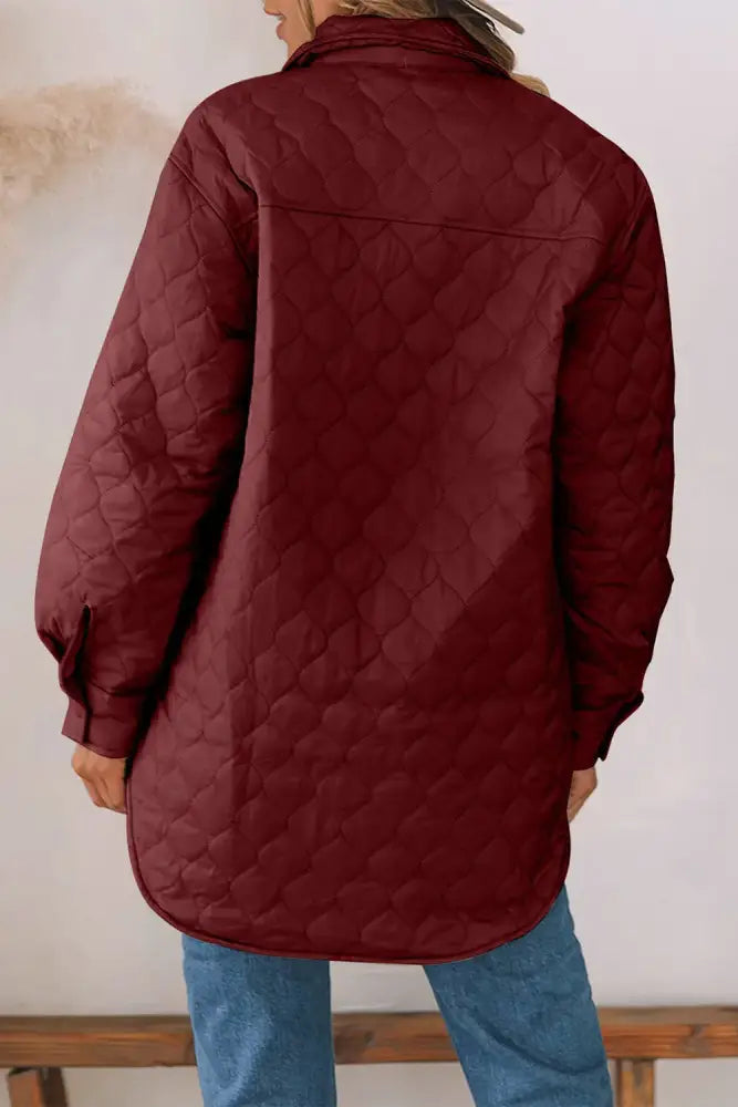 Snap Down Collared Winter Coat Quilted Puffer Jacket | Jlouren