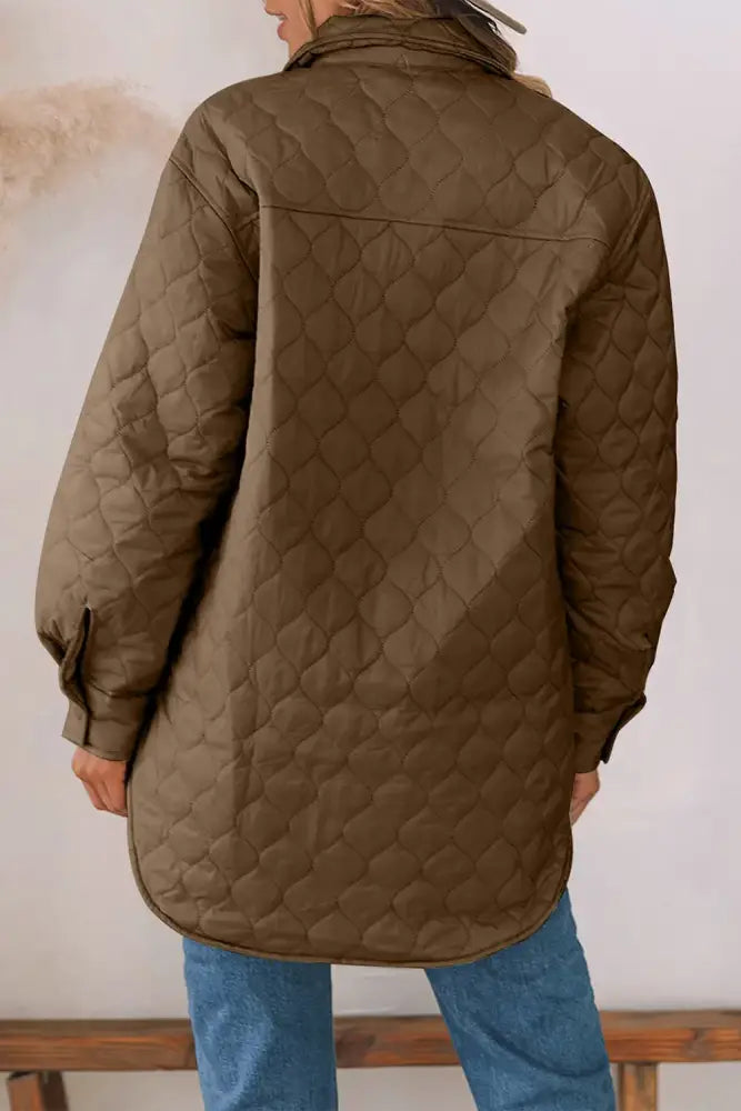 Snap Down Collared Winter Coat Quilted Puffer Jacket | Jlouren