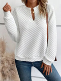 Women's White Textured Quilted Sweatshirt