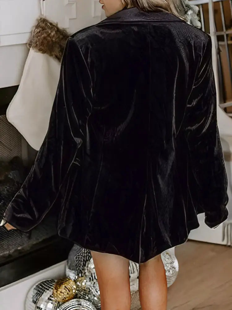 Women’s Double-Breasted Velvet Blazer Jacket |JLouren